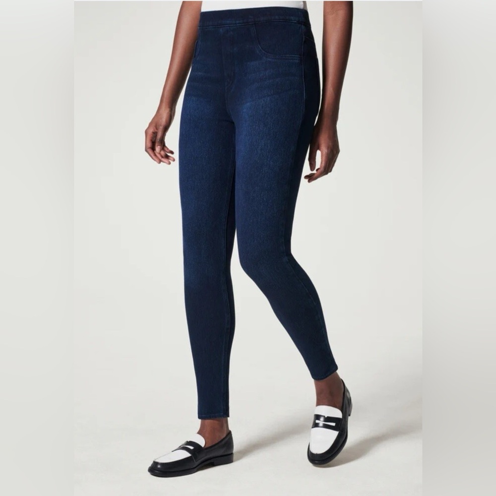 Spanx Jean Ankle Jeggings Pants Blue Stretch Pull On Size XL
